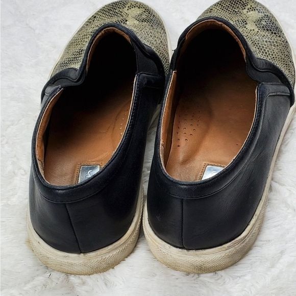 Halogen Snakeprint & Black Leather Slip on Slides - Picture 3 of 5